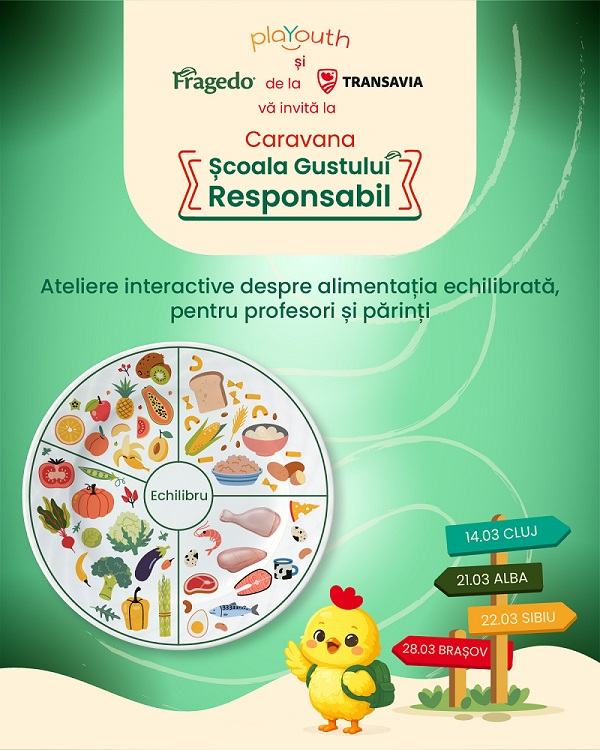 Fragedo de la TRANSAVIA si Asociatia PlaYouth dau startul caravanei scoala Gustului Responsabil: un program care aduce impreuna profesori si parinti